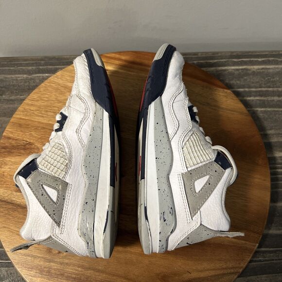 Nike Youth Size 1 Y Air Jordan 4 Retro Midnight Navy White Shoes BQ7669-140 - Picture 6 of 8